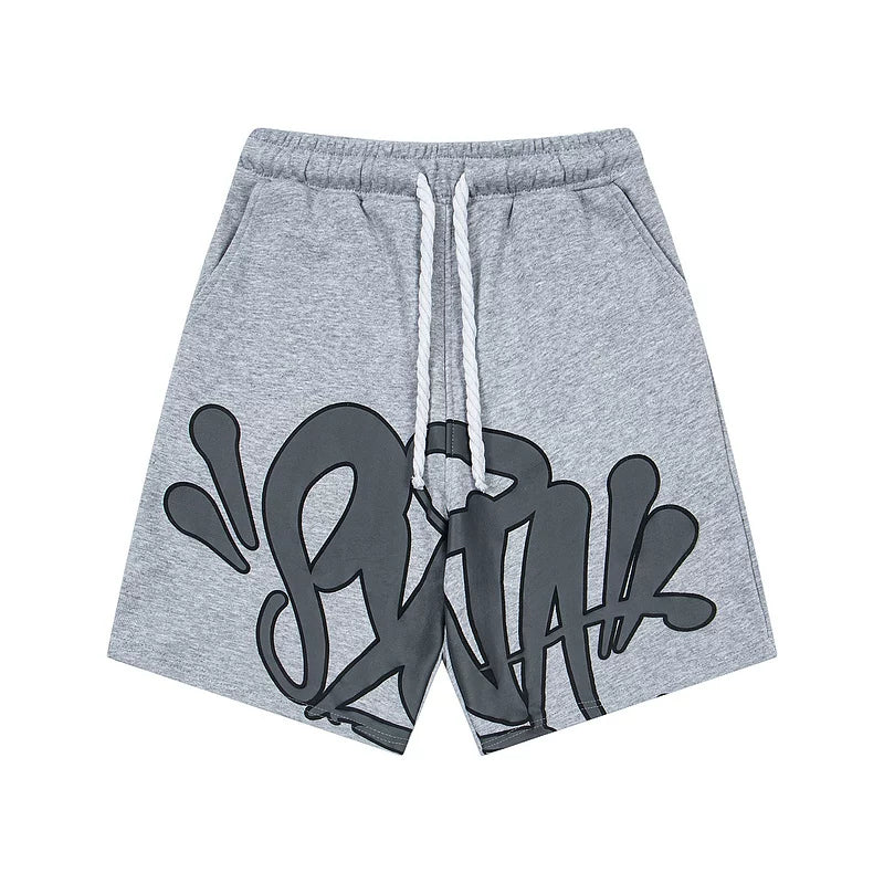 Synaworld Shorts, an American high street fashion brand, summer sports and leisure foam printed pure cotton five quarter shorts (5)