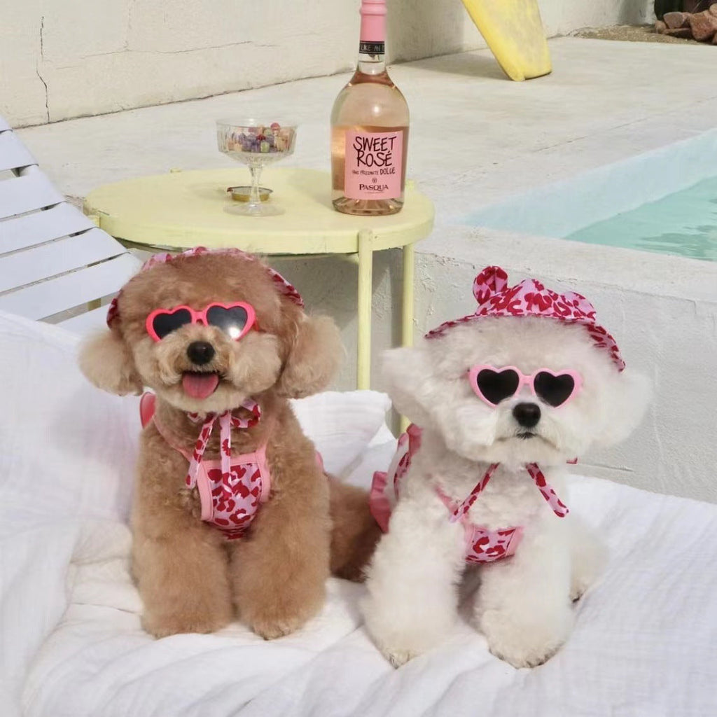 Summer Floral Dog Bikini with Hat