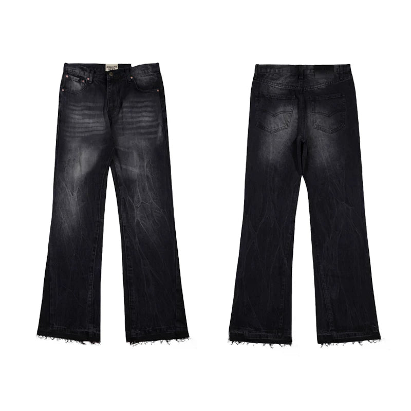 Gallery Dept Jeans American High Street Retro Washing Splicing Knife Cut Micro-Tender Casual Denim Trousers (4)