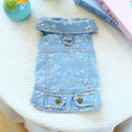 Flower Printed Dog Cat Denim Jacket Harness