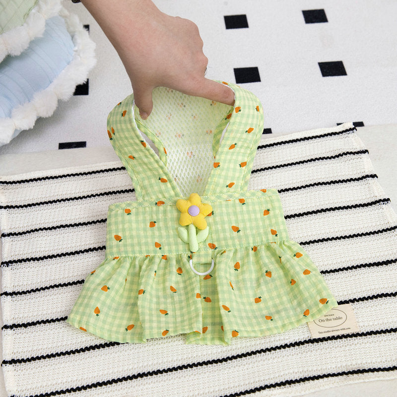 Flower Decor Carrot Dog Cat Dress Harness