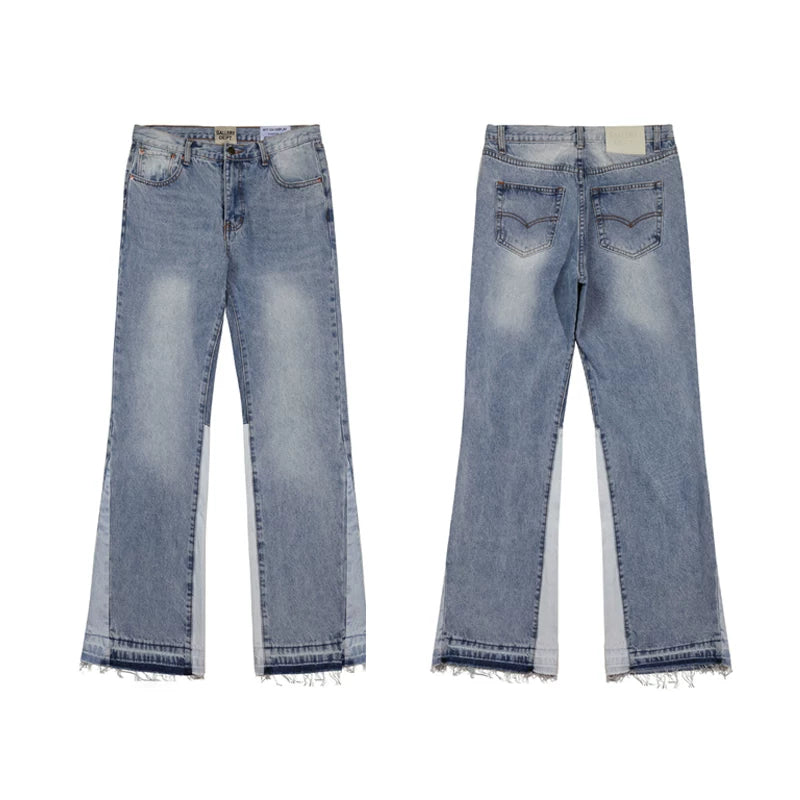 Gallery Dept Jeans American High Street Retro Washing Splicing Knife Cut Micro-Tender Casual Denim Trousers (3)