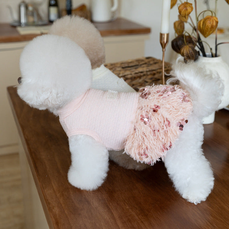 Elegant Sequin Dog Cat Dress Coat