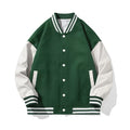 Green Color‑Block Varsity Jacket