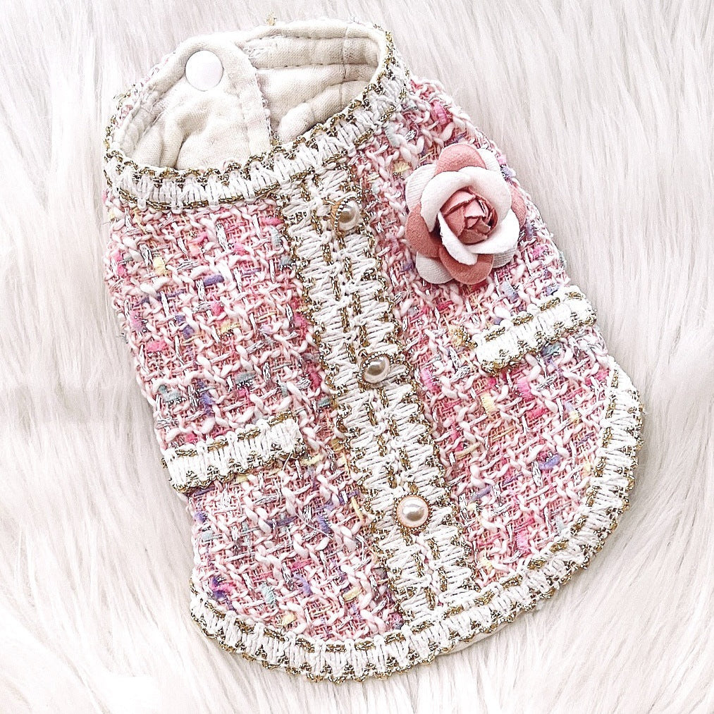 Elegant Style Flower Pearl Dog Cat Jacket