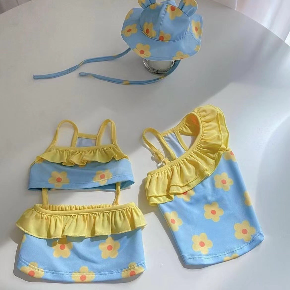 Summer Floral Dog Bikini with Hat