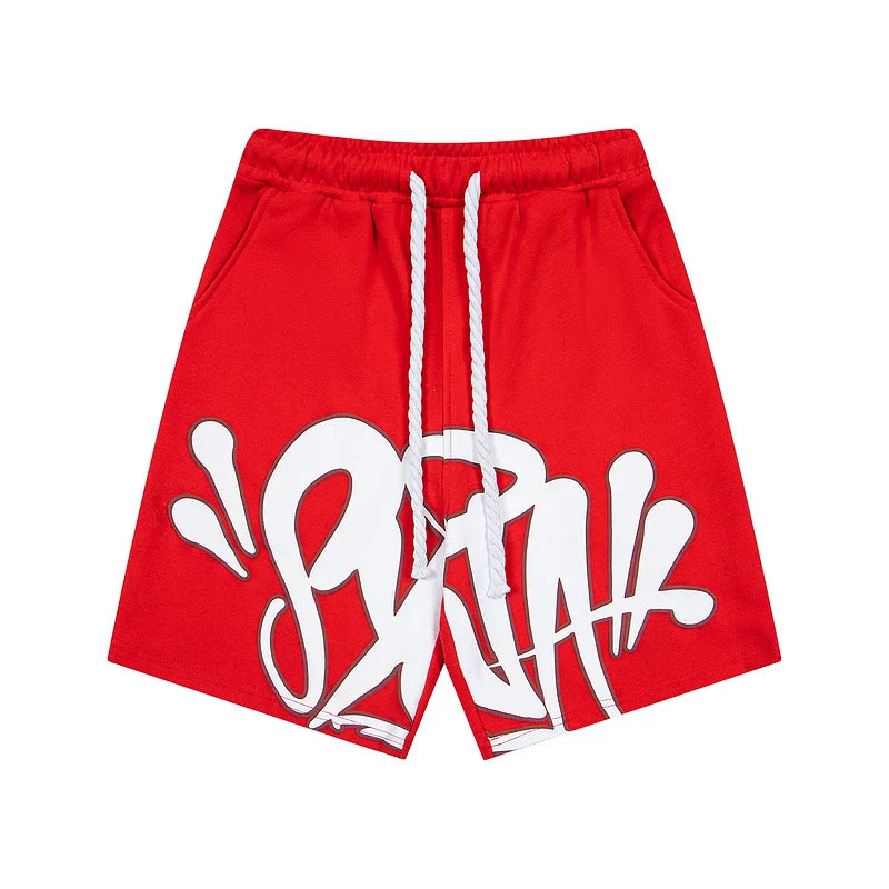 Synaworld Shorts, an American high street fashion brand, summer sports and leisure foam printed pure cotton five quarter shorts (2)
