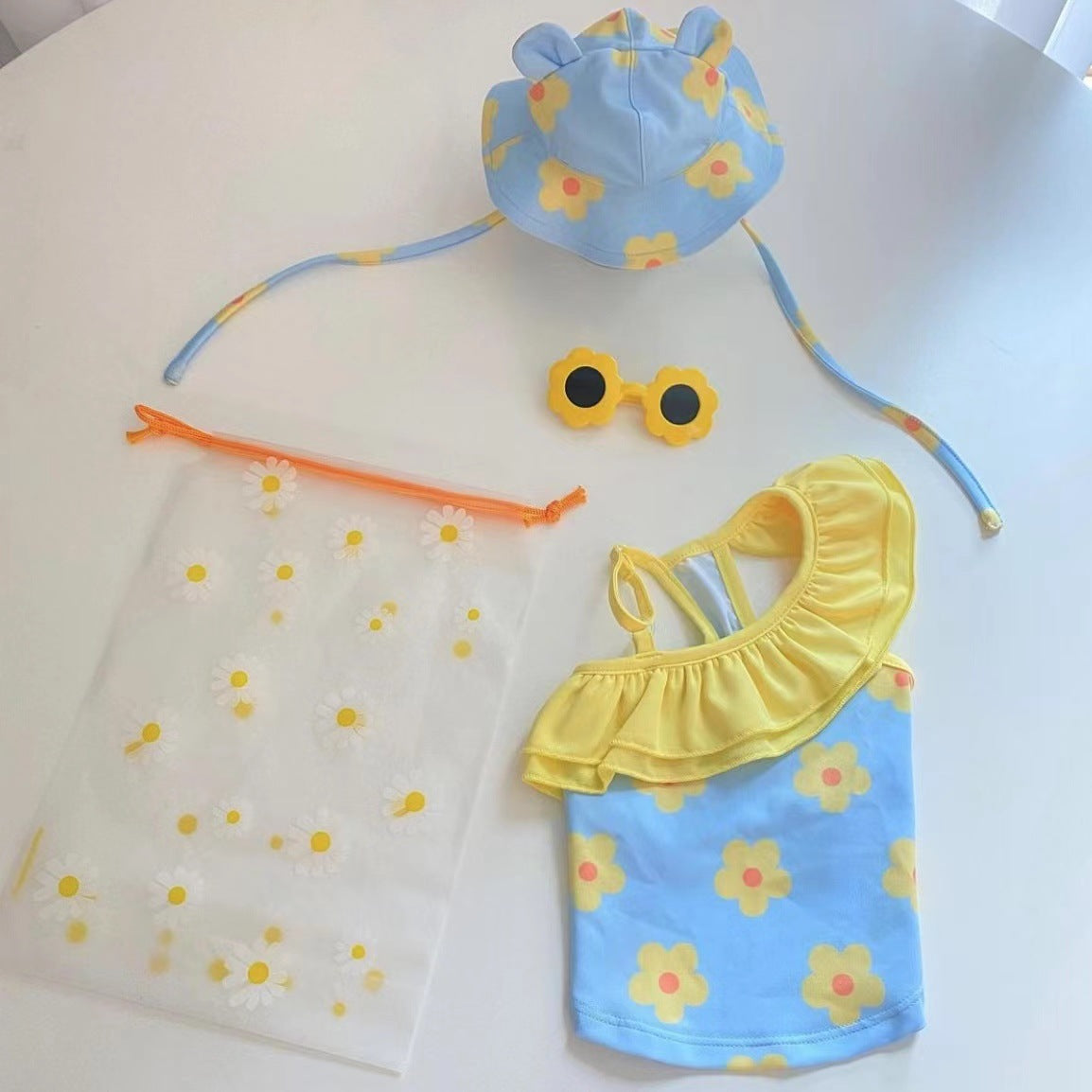 Summer Floral Dog Bikini with Hat