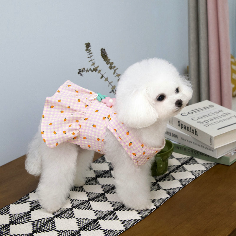 Flower Decor Carrot Dog Cat Dress Harness