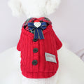 Knitted Plaid Bow Tie Dog Cat Jacket/Dress