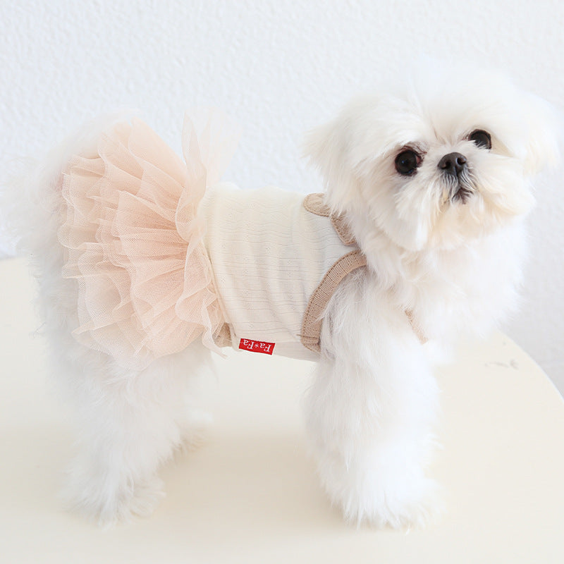 Contrast Color Sweet Bow Dog Cat Dress