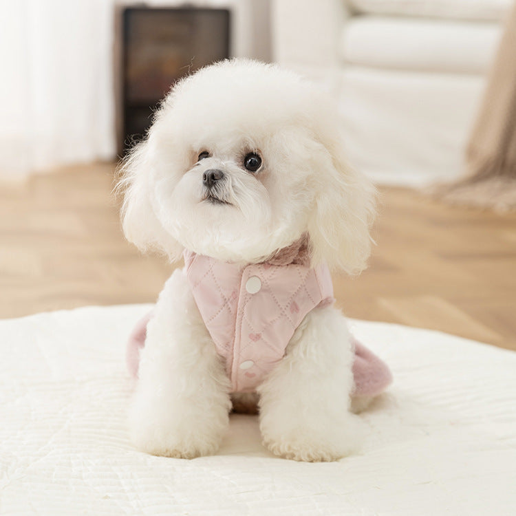 Warm Heart Printed Dog Cat Hooded Jacket Dress