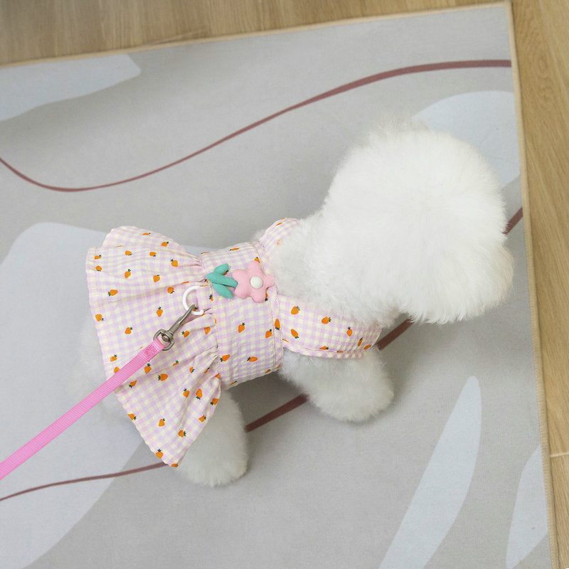 Flower Decor Carrot Dog Cat Dress Harness