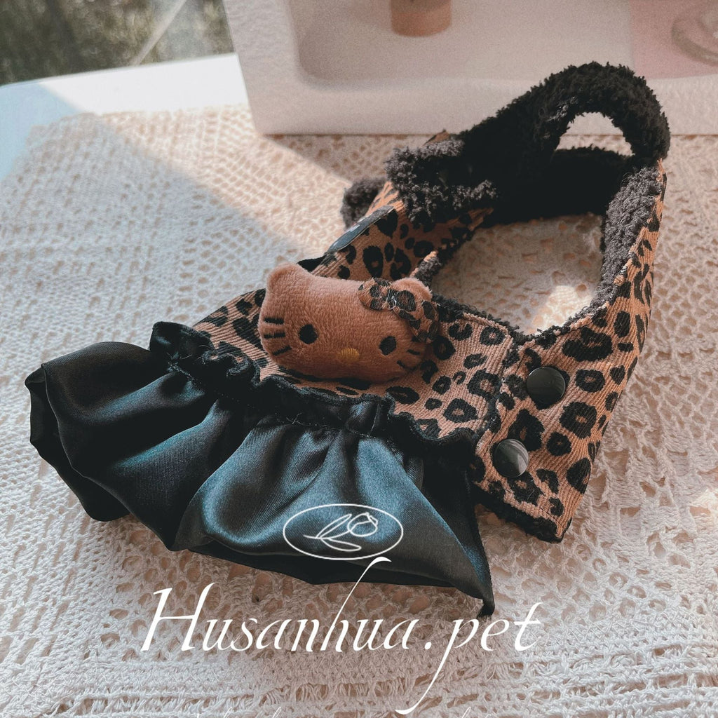 Leopard Pattern Fleece Dog Harness Dress