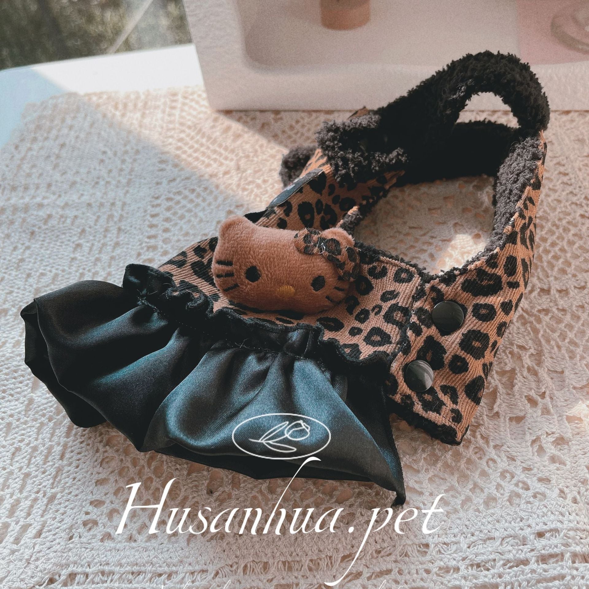 Leopard Pattern Fleece Dog Harness Dress