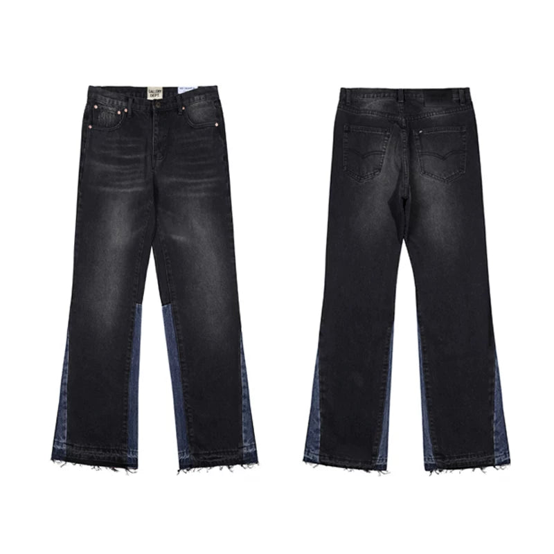 Gallery Dept Jeans American High Street Retro Washing Splicing Knife Cut Micro-Tender Casual Denim Trousers (5)