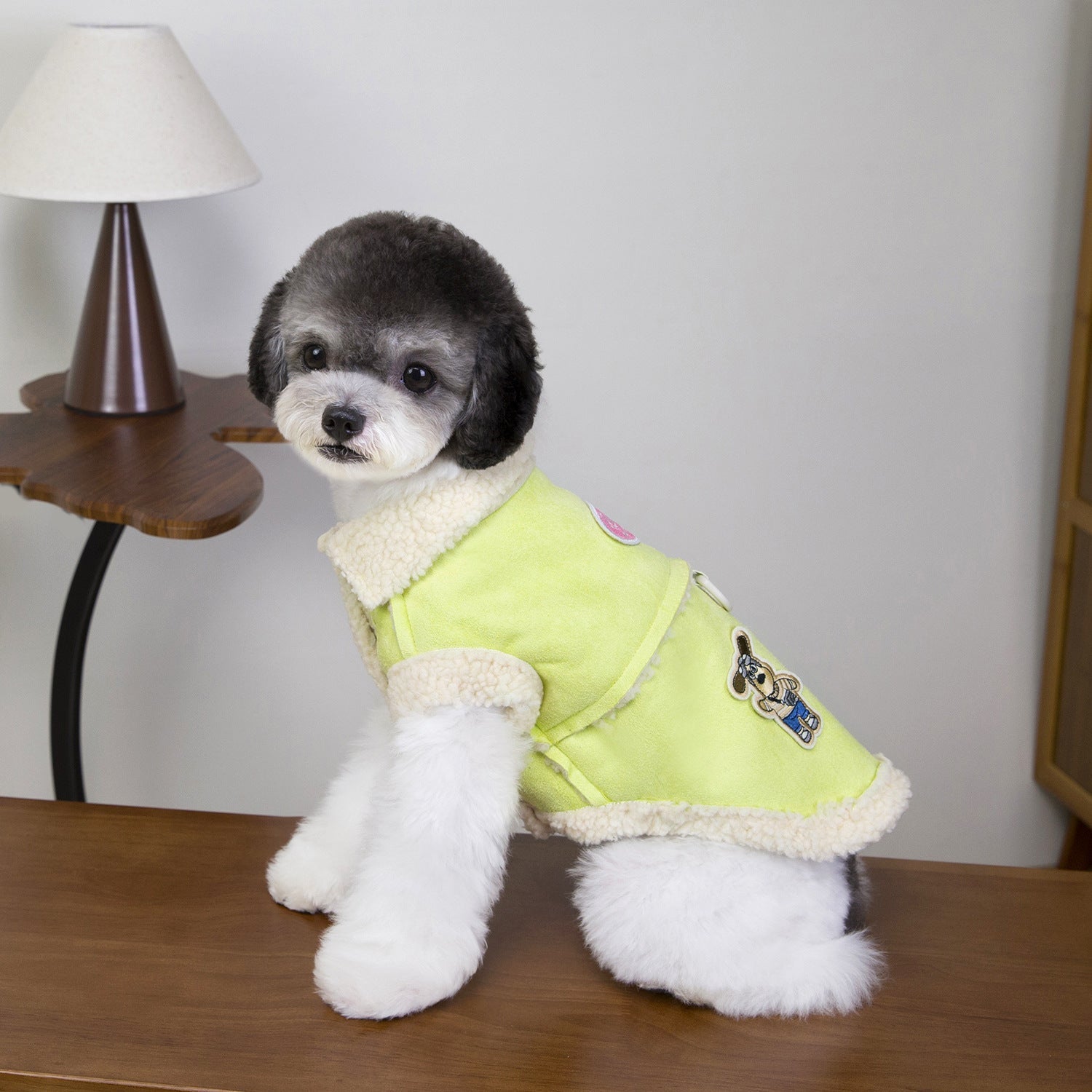 Faux Leather Puppy Decor Dog Harness Jacket