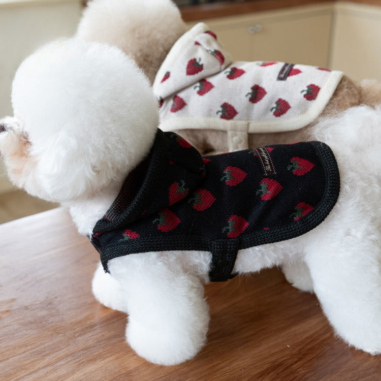 Strawberry Printed Hooded Dog Cat Cape