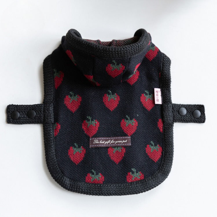 Strawberry Printed Hooded Dog Cat Cape